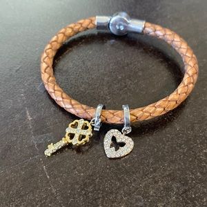 Pandora charm rope bracelet heart & key Charm included
